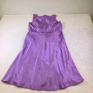 Le Bos Purple Sleeveless Empire Waist Shantung Midi Dress Plus Size 16W